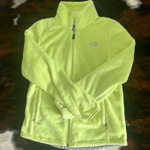 LIKE-NEW North Face Women’s Fleece full zip, bright yellow/green, size M